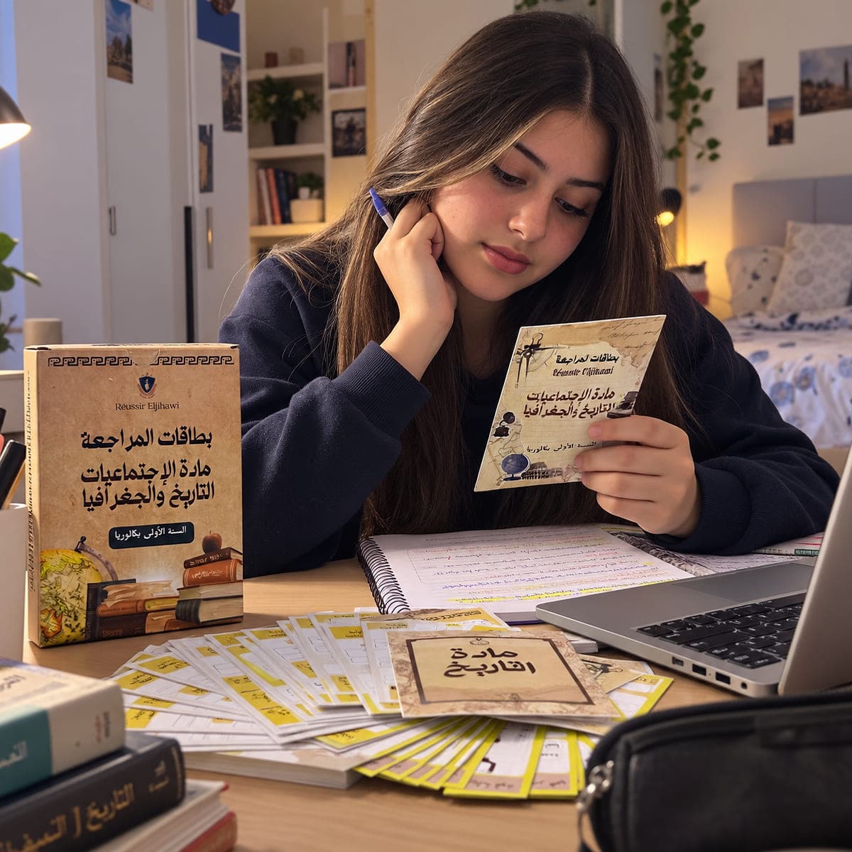 بطاقات المراجعة في التاريخ والجغرافيا مع علبتها الحافظة